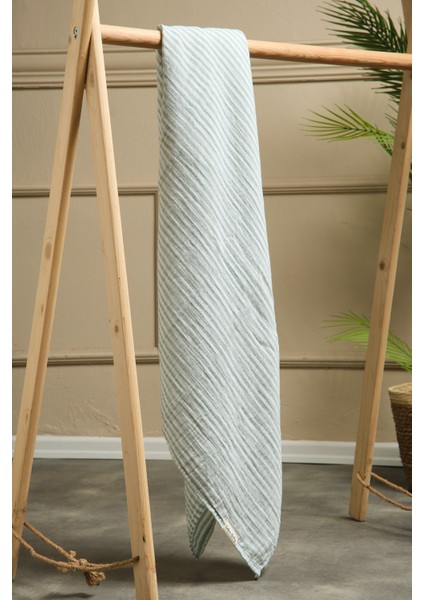 2 Kat Çizgili Müslin Kundak Bezi 20-20 / 120X120 cm Yesil fiyatları