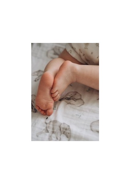 2 Katlı %100 Pamuk Müslin Bezi | 120x120 cm | Fil Desen | Yenidoğan & Bebek Battaniyesi