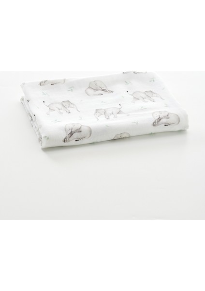 2 Katlı %100 Pamuk Müslin Bezi | 120x120 cm | Fil Desen | Yenidoğan & Bebek Battaniyesi indirimleri