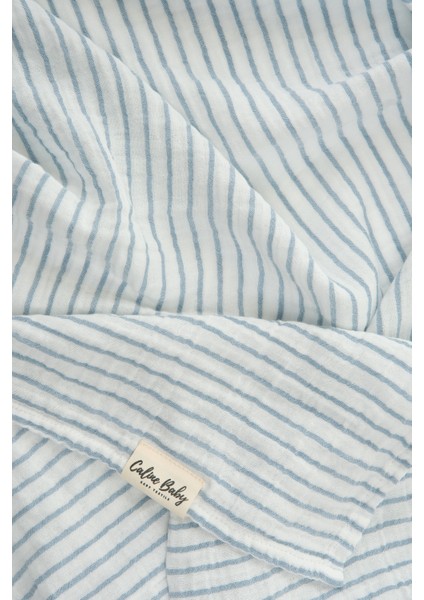 2 Katlı %100 Pamuk Müslin Kundak ve Örtü Bezi | 120x120 cm | Mavi | 30-10 | Yenidoğan & Bebek Battaniyesi