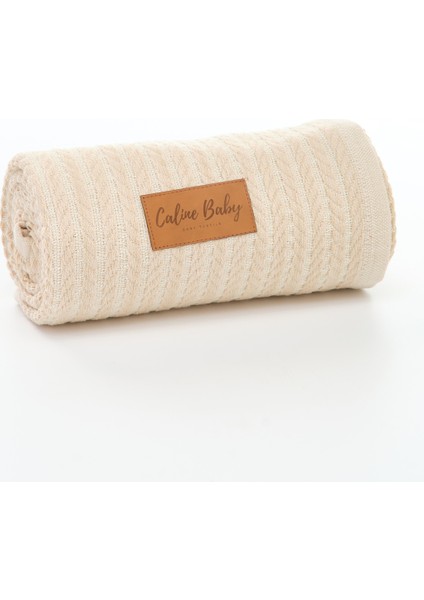 Premium %100 Pamuk Saç Örgü Bebek Pikesi| 115x90 cm| Krem fiyatları