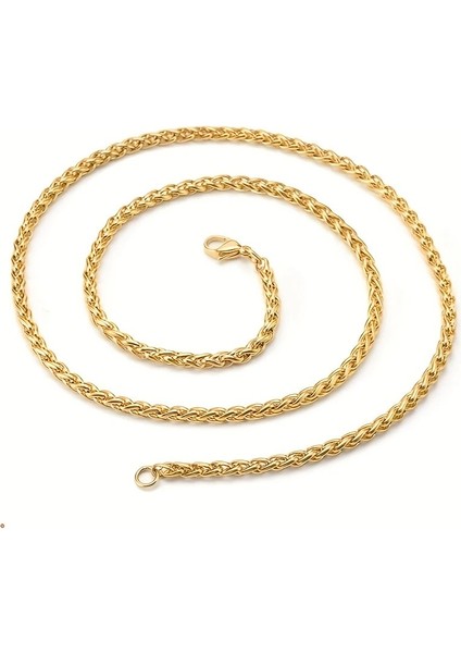 Çelik Kolye Burgu Zincir Model 0.3 mm Kalınlık 55 cm Uzunluk Altın Sarısı Gold fiyatları