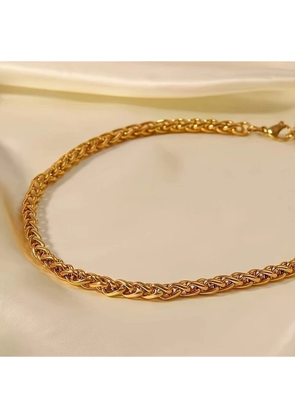 Çelik Kolye Burgu Zincir Model 0.3 mm Kalınlık 55 cm Uzunluk Altın Sarısı Gold fırsatları