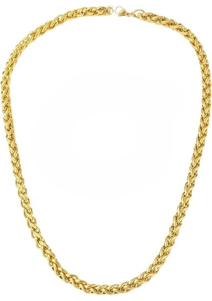 Çelik Kolye Burgu Zincir Model 0.3 mm Kalınlık 55 cm Uzunluk Altın Sarısı Gold indirimleri
