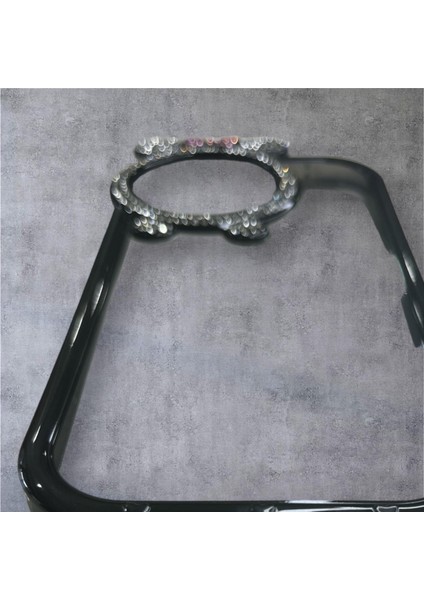 IPHONE 15 Pro Max Siyah Renk Mickey Mouse Miki Lüx Taşlı Silikon Telefon Kılıfı fiyatları