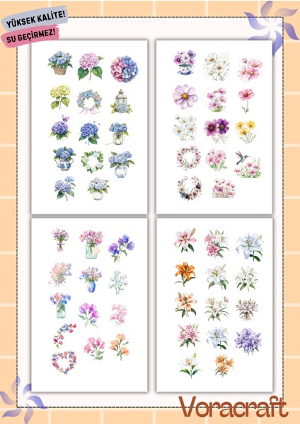 4'lü Bahar Çiçek Sticker Set Ajanda Bullet Journal Set A045 fiyatları