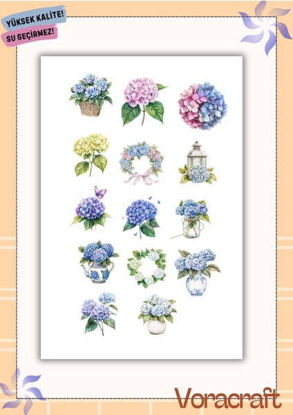 4'lü Bahar Çiçek Sticker Set Ajanda Bullet Journal Set A045 modelleri