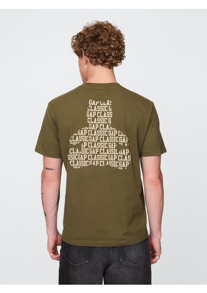 Erkek Haki Pocket Grafik T-Shirt