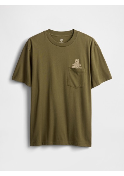 Erkek Haki Pocket Grafik T-Shirt fiyatları