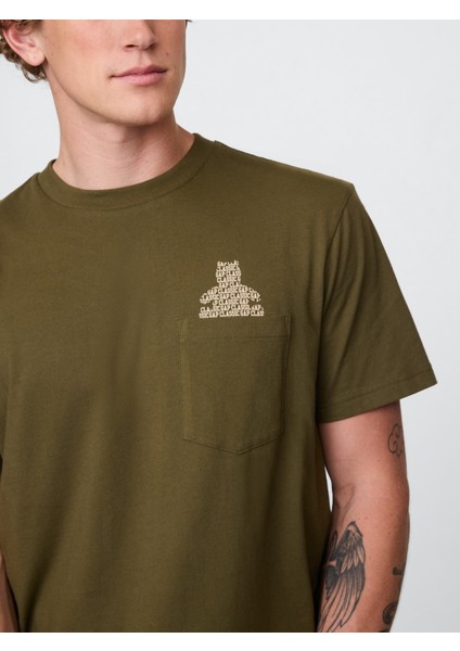 Erkek Haki Pocket Grafik T-Shirt modelleri