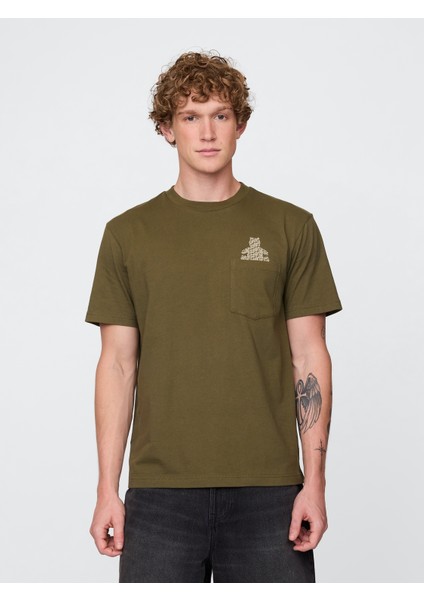 Erkek Haki Pocket Grafik T-Shirt fırsatları