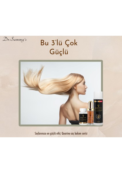 Quarine 6 Aylık Premium Çanta Set (4 Serum+3 Tablet+3 Şampuan) Dökülmelere Karşı Bitkisel Kök Hücre Ekstratları, Vitamin ve Mineral İçeren Onarıcı Tırnak ve Saç Bakım Seti