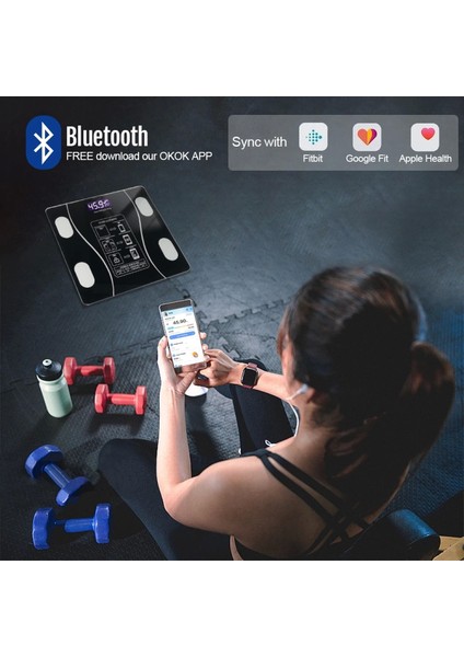 Akıllı Kablosuz Dijital Banyo ve Vücut Yağ Ağırlık Ölçeği Vücut Kompozisyonu Analizörü Bluetoothlu Tartı indirimleri