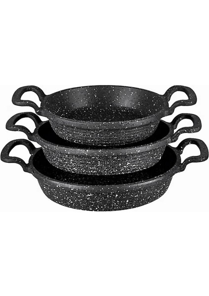 3pcs Döküm Sahan Tava Set 18-20-22CM (4887)