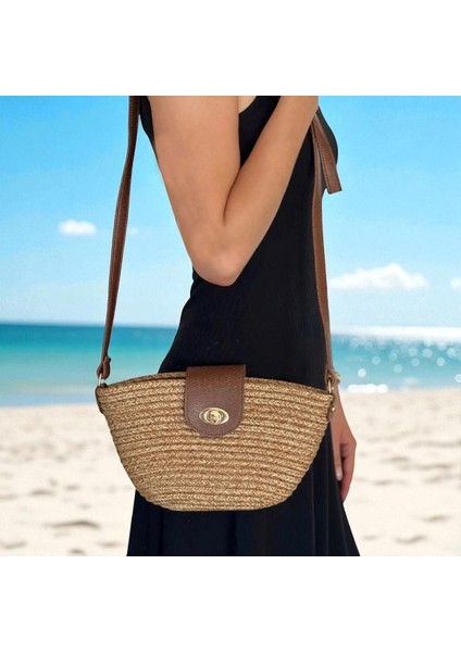 Hasır Clutch Çanta Omuz Çantası LD587