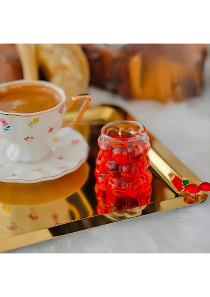 6'lı Set Isıya Dayanıklı Borosilikat Cam Bardak | Kahve ve Sunum İçin Şık Bardak | Üzüm Desenli Cam Bardak 75 ML