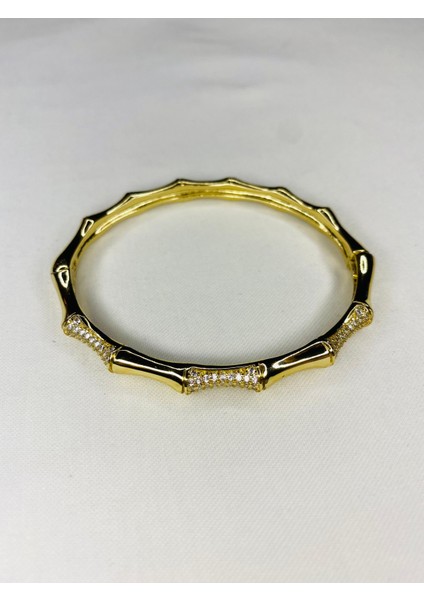 Zirkon Taşlı Çelik Kadın Kelepçe Bilezik