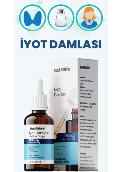 Black Natural Iyot Damlası 150 Mcg %2'lik 75 ml