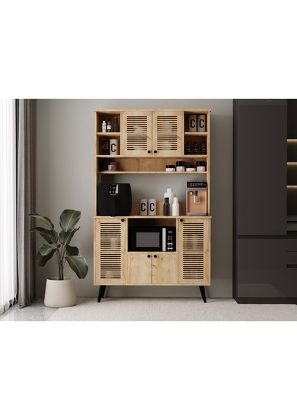 Kahve Köşesi 120 cm %100 Mdf Panjur Kapak Çok Amaçlı Dolap