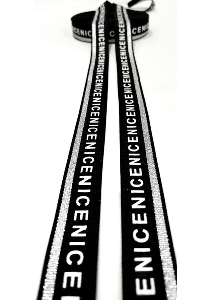 Siyah Gümüş Nıce Yazılı Dokuma Şerit fiyatları