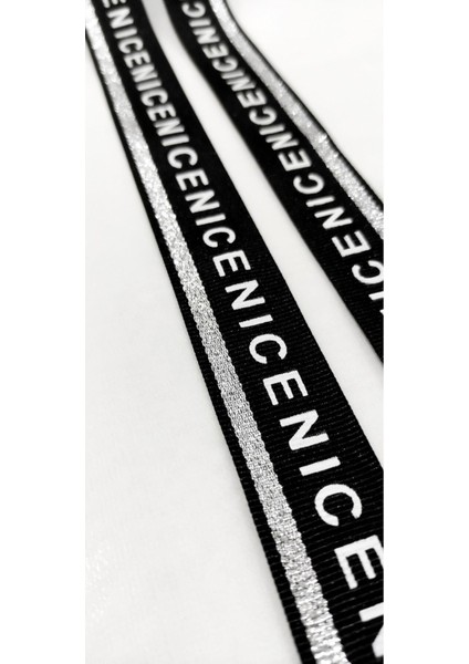 Siyah Gümüş Nıce Yazılı Dokuma Şerit fırsatları