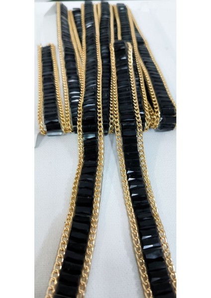 Özel Gold Zincirli Siyah Taşlı Yapıştırma Şerit fiyatları