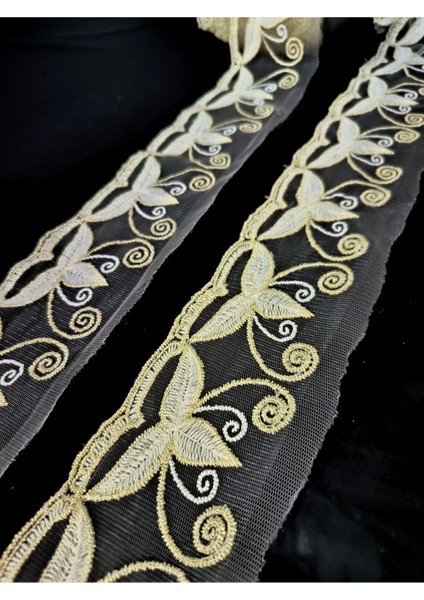 Gold Simli Kenar Desenle Güpür Dantel fırsatları