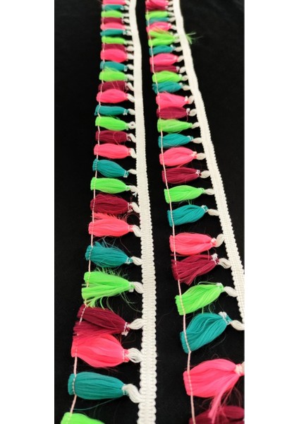 Beyaz Kenar Neon Renkli Püskül Saçak fiyatları