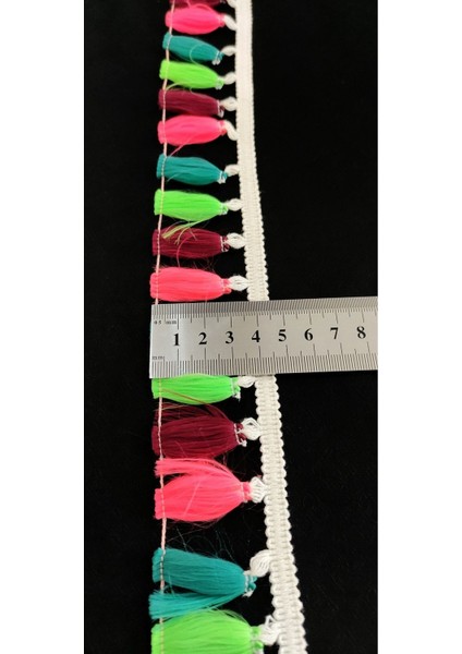 Beyaz Kenar Neon Renkli Püskül Saçak indirimleri