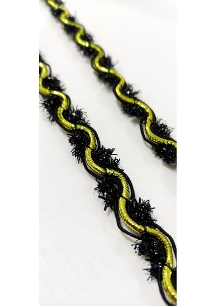 Sarı Gold Yılan Desen Simli Şerit