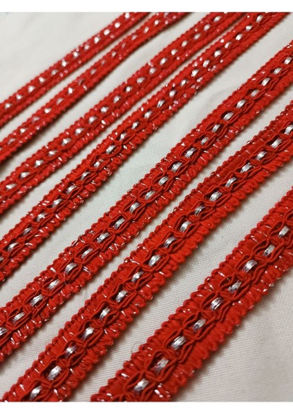 Bordo Gümüş Zincir Desen Şerit