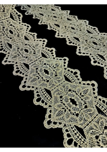 Gold Simli Ara Model Desenli Güpür Dantel modelleri