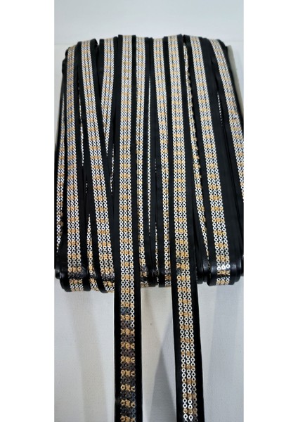 Siyah Deri Üzeri Gümüş Pul Payetli Şerit fiyatları