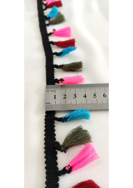 Siyah Kenar Renkli Püskül Saçak Şerit fırsatları