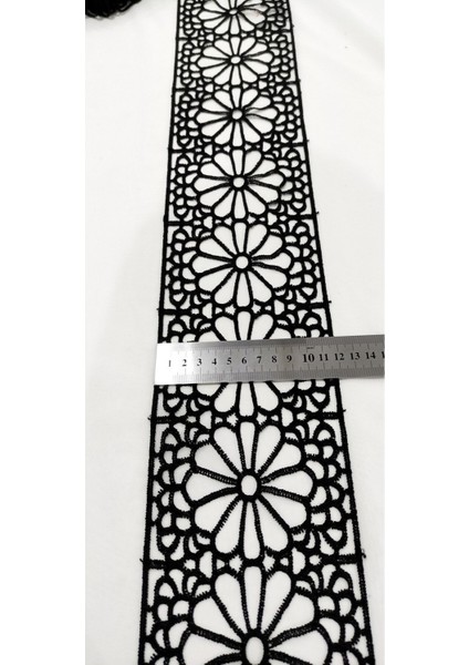 Siyah Ara Özel Çiçek Desenli Güpür Dantel indirimleri