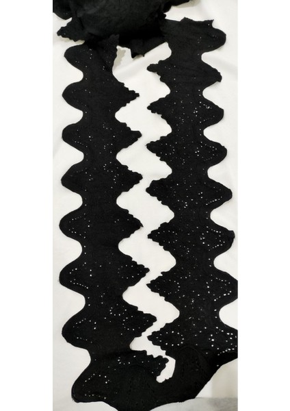 Su Yolu Zikzak Desen Siyah Güpür fiyatları