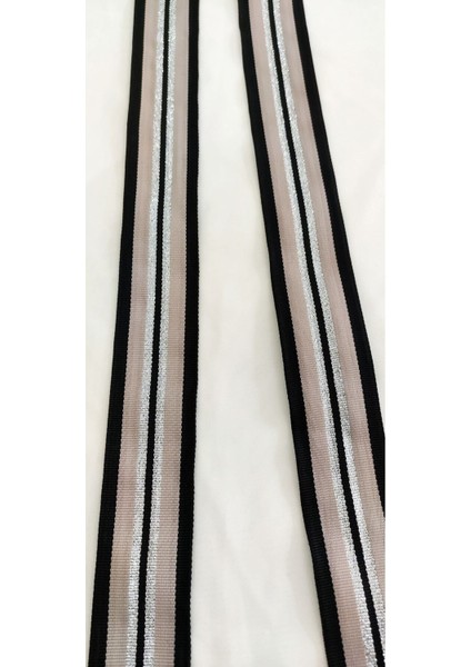 Siyah Pudra Gümüş Sim Detaylı Dokuma Şerit modelleri