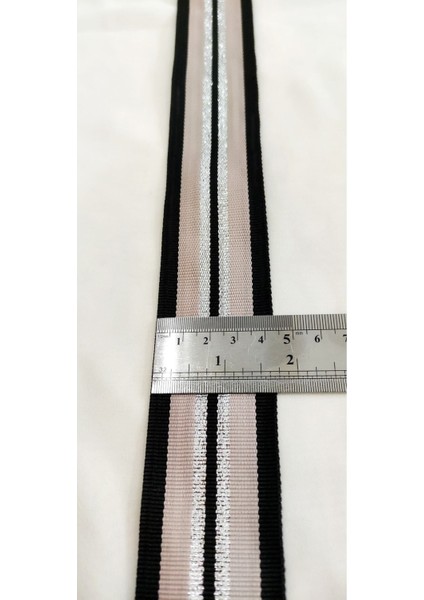 Siyah Pudra Gümüş Sim Detaylı Dokuma Şerit fırsatları