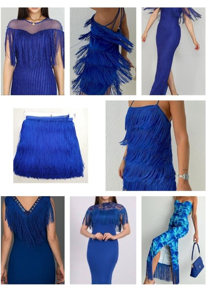 10 cm Saçak Şerit Saks Mavisi (1 Metre) modelleri