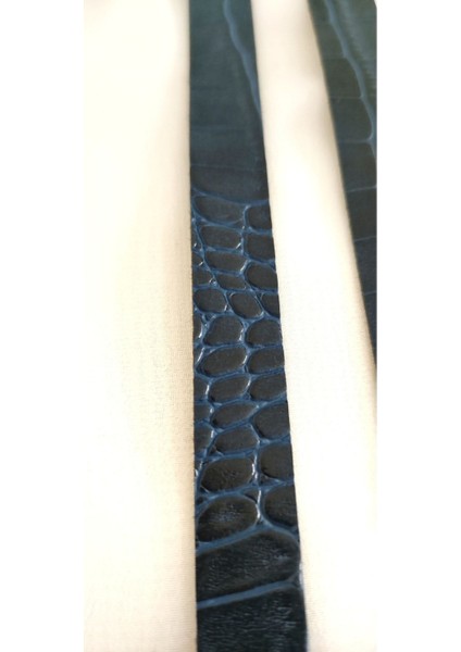 Lacivert Timsah Desenli Suni Deri Şerit (140 Cm) fiyatları