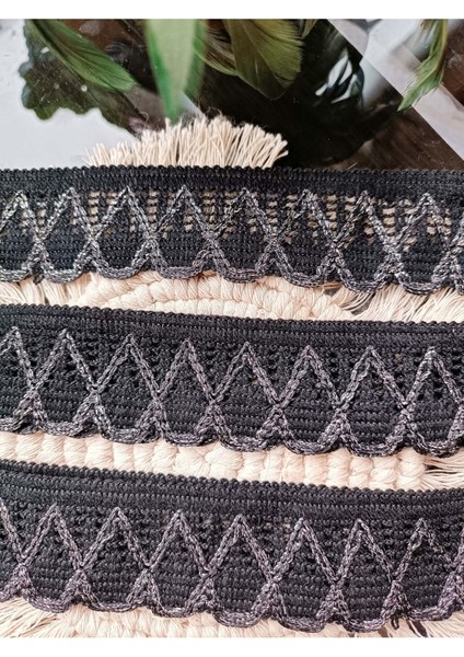 Siyah Gümüş Zikzak Desen Örme Şerit fiyatları