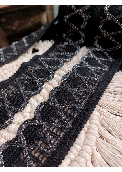 Siyah Gümüş Zikzak Desen Örme Şerit modelleri