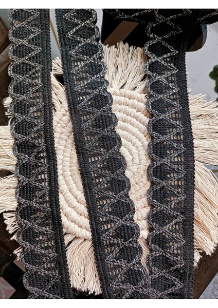 Siyah Gümüş Zikzak Desen Örme Şerit fırsatları