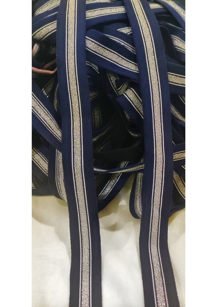 Lacivert Gümüş Simli Tiktak Şerit
