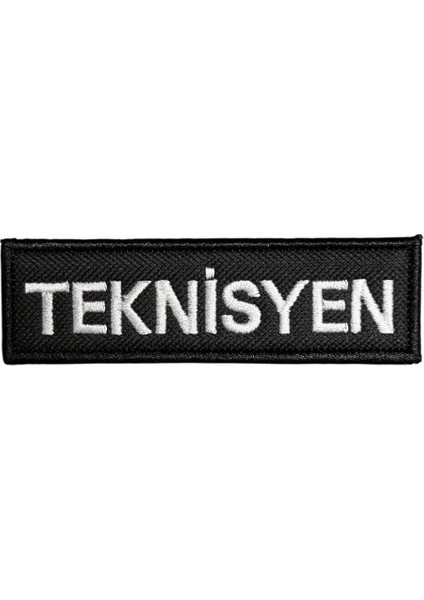 Siyah Zemin Teknisyen Yazılı Nakış Patch - 10X3 cm