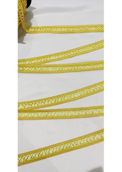Sarı Çapraz Salen Kurdeleli Örme Şerit