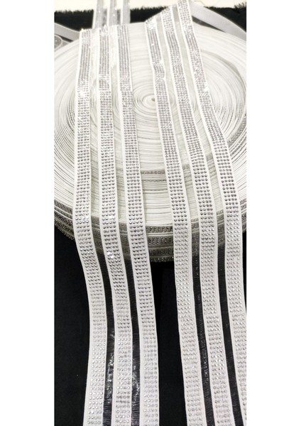 Özel Beyaz Tüllü Full Taşlı Lastik Şerit fırsatları