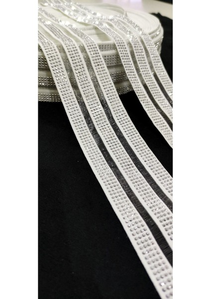 Özel Beyaz Tüllü Full Taşlı Lastik Şerit indirimleri