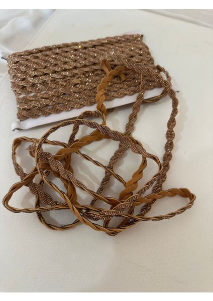 Ikili Saç Örgü Taş Işlemeli Kahverengi Süet Şerit indirimleri