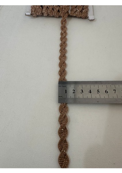 Ikili Saç Örgü Taş Işlemeli Kahverengi Süet Şerit